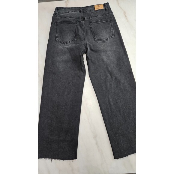 Flying Angel Black Flare Legs Five Pockets Zipper Button Women's Jeans Size 5/27 - Picture 2 of 7